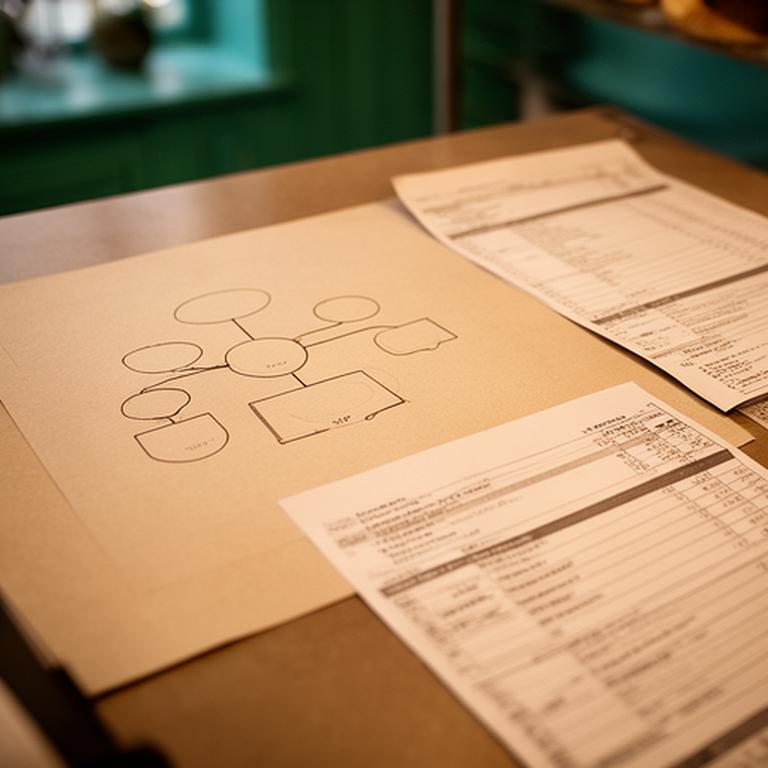 Family tree diagram displayed beside a bakery ledger in a warm Dublin office with handwritten transfer notes