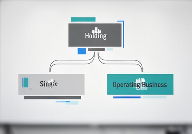 Simple top company structure chart showing a holding company above one trading business