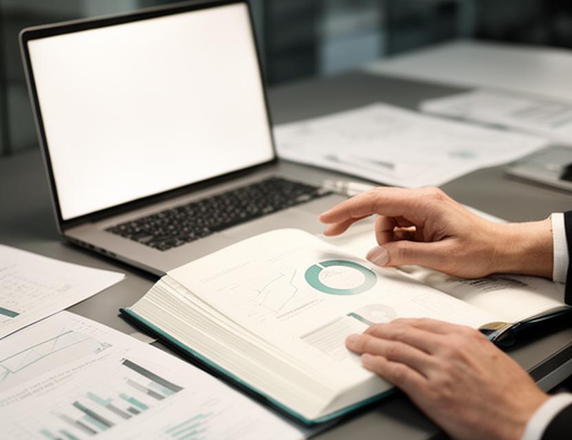 Advisers analysing a company valuation report beside a laptop and notebook